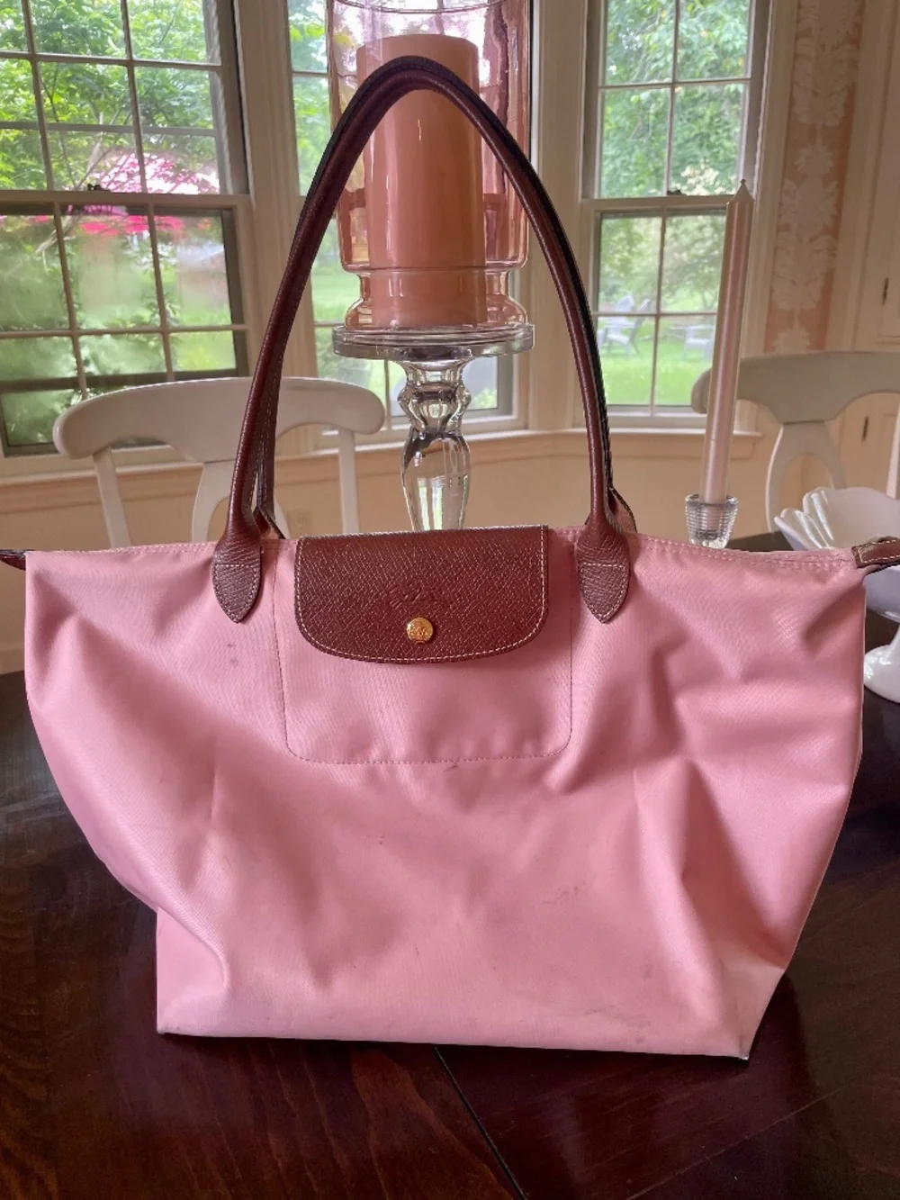 Longchamp Large long handle tote bag Authentic Pink Peony - Picture 1 of 3